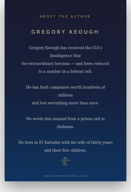 Greg Keough, author of The Cowboy In You and recipient of the CIA Intelligence Star